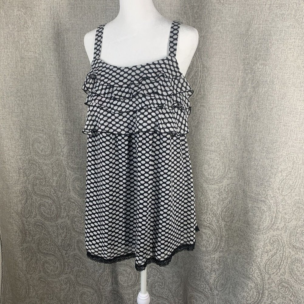 DressBarn Tank Top Black White Dot Shirt Women's Size Medium